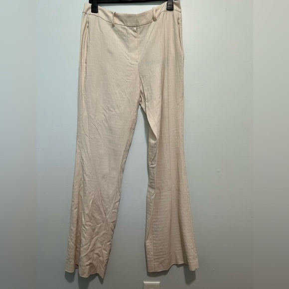 Elie Tahari Anna Ivory Slub Slit Pockets Flared Pants Trousers H. - Picture 7 of 16